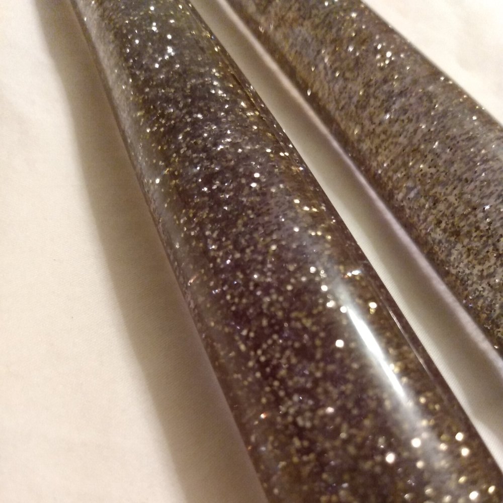 Vtg Mid-Century Acrylic Lucite Faux Candle Pair Set Glitter Flecked Silver MCM - Picture 4 of 11